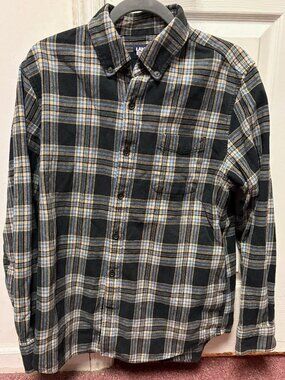 Lands End Shirt Mens Large 42-44 Plaid Flannel Button Down Warm Shacket Outdoor
